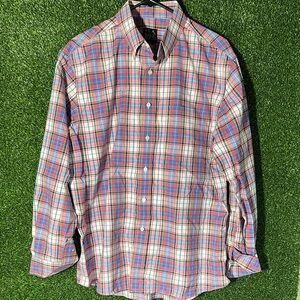 Jos. A. Bank Casual Blue and Pink Plaid Shirt